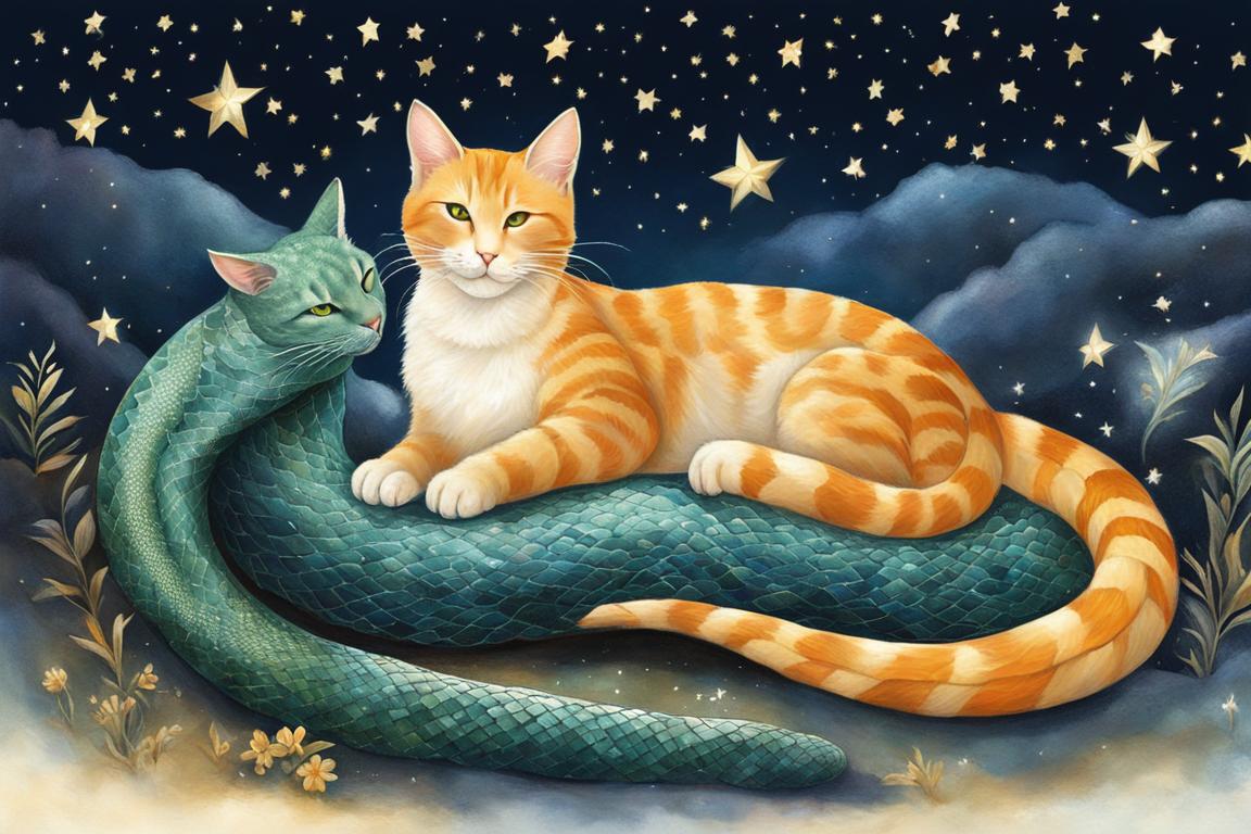 Cat And Snake Dreams: Feline And Serpent Together